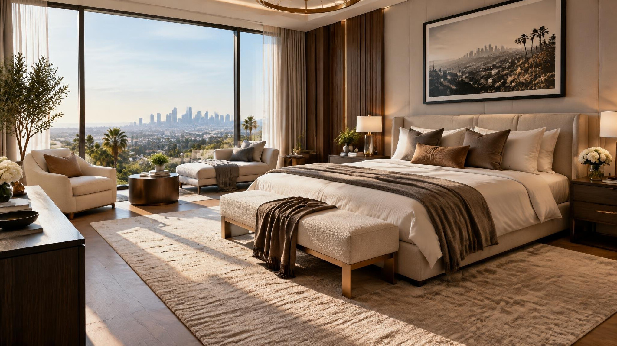 luxury bedroom with natural light