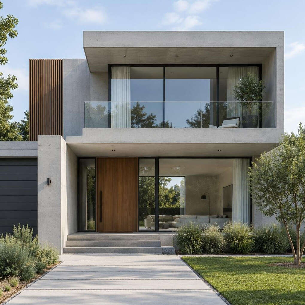 Modern architectural detail of a minimalist house facade
