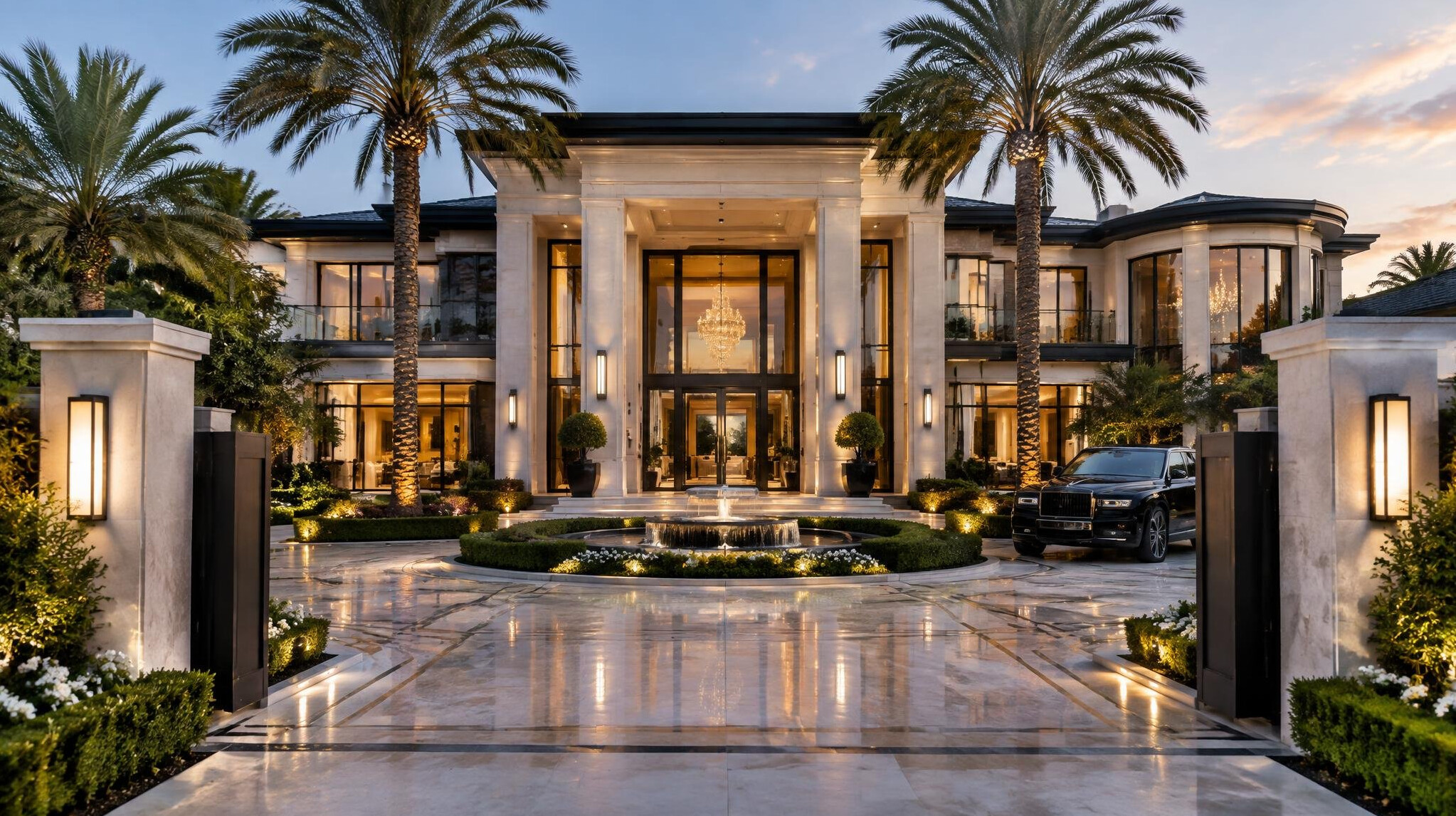 luxury celebrity mansion exterior